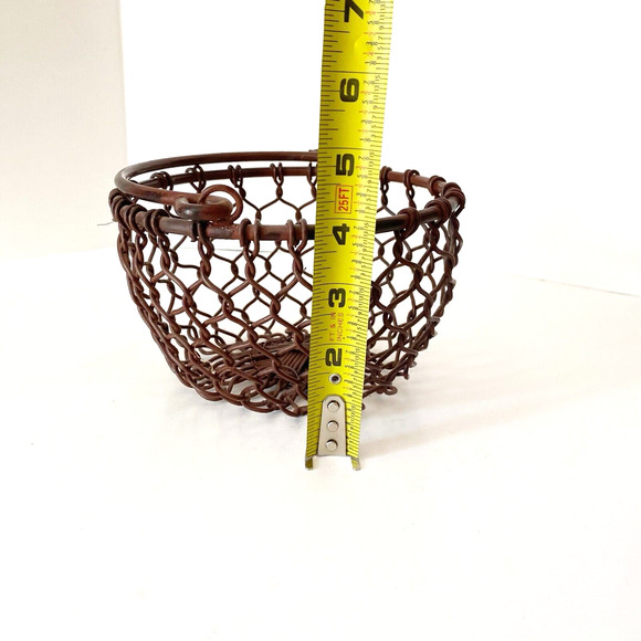 Farmhouse Style Rustic Small Wire Basket Distressed Finish Country Decor 6.5x4" - Picture 6 of 6
